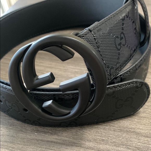 Gucci Black GG Embossed Belt - Picture 1 of 6